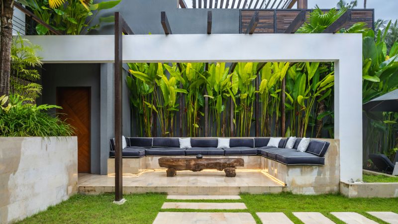 outdoor kitchen with TV