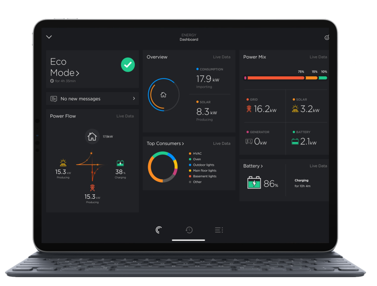 Savant dashboard tablet interface